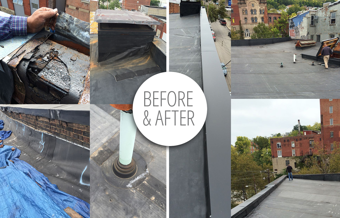 EPDM Cincinnati Commercial Roof - Before & After